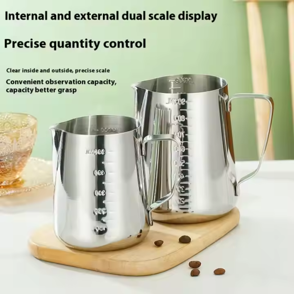 350/500/900ml with Scale Gold Stainless Steel Coffee Latte Art Cup Milk Froth Pointed Fancy Embossed Can Professional Artifact - Image 3