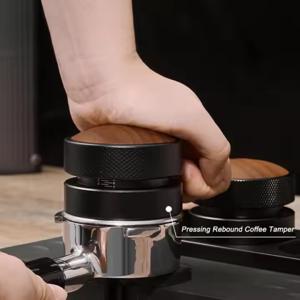 51mm 53mm 58.35mm Walnut Cap Gravity Force Stainless Steel Espresso Coffee Tamper and Distributor - Image 3