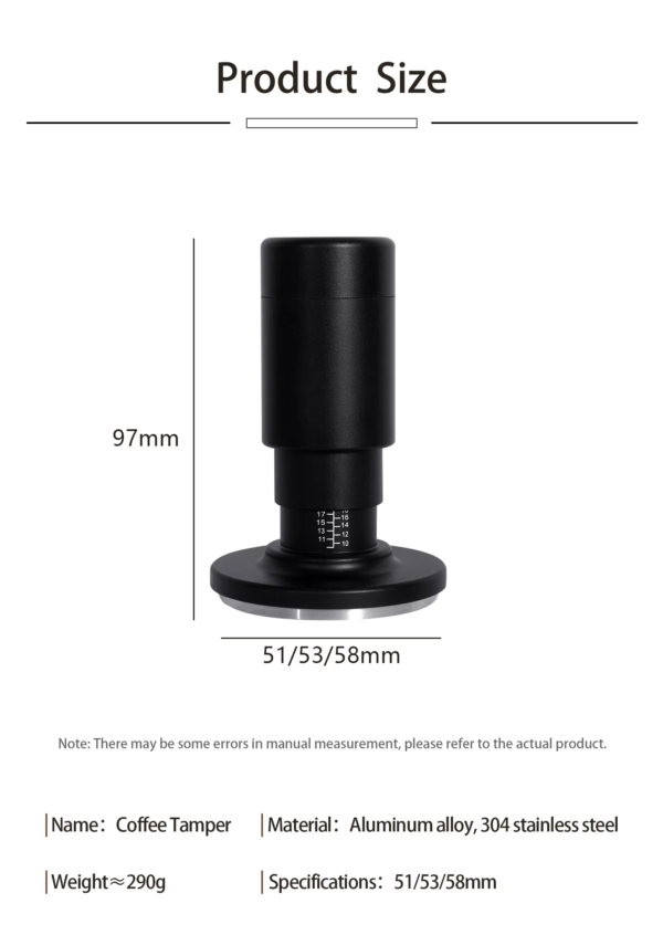 2 in 1 Constant Pressure Tamper 51mm 53mm 58mm Adjustable Height Barista Tools Espresso Coffee Tamper with WDT Tool - Image 3