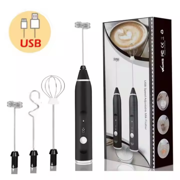 Kitchen Rechargeable Stainless Steel Hand Mixer Egg Beater Milk Frother Handheld Matcha Electric Whisk for Coffee