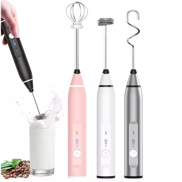 Kitchen Rechargeable Stainless Steel Hand Mixer Egg Beater Milk Frother Handheld Matcha Electric Whisk for Coffee - Image 2