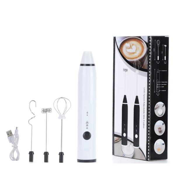 Kitchen Rechargeable Stainless Steel Hand Mixer Egg Beater Milk Frother Handheld Matcha Electric Whisk for Coffee - Image 7