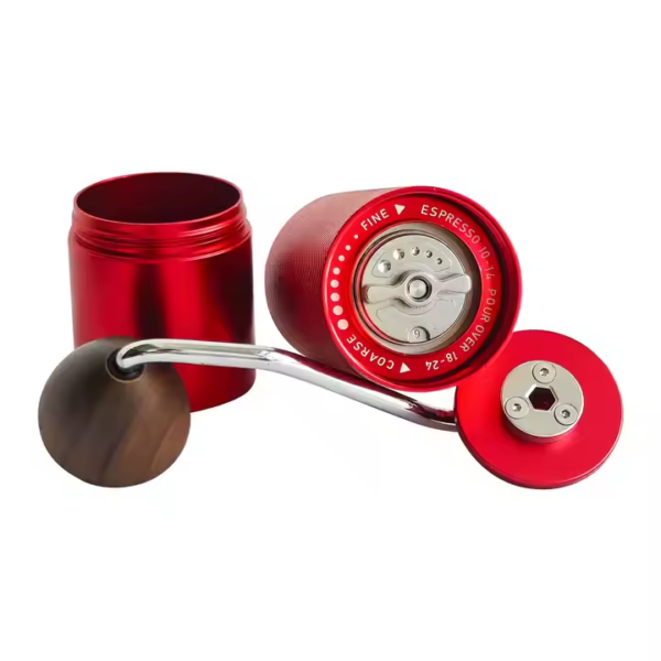 Al-Alloy Body 420 Stainless Steel Burr Homeuse Espresso Mini Small Hand Mill Portable Manual Coffee Grinder with Wood Handle - Image 2