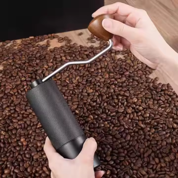 Al-Alloy Body 420 Stainless Steel Burr Homeuse Espresso Mini Small Hand Mill Portable Manual Coffee Grinder with Wood Handle - Image 5