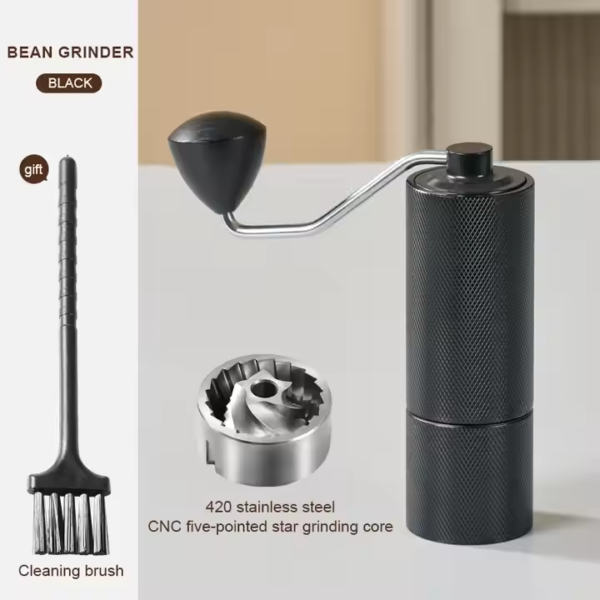 Al-Alloy Body 420 Stainless Steel Burr Homeuse Espresso Mini Small Hand Mill Portable Manual Coffee Grinder with Wood Handle - Image 6