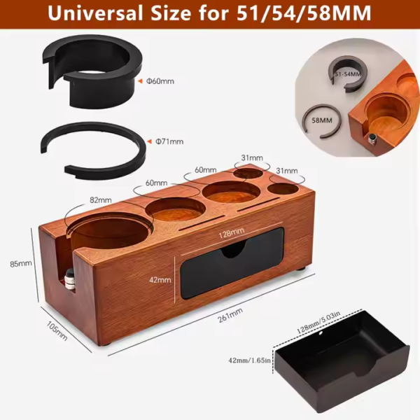 Espresso Tamping Station Tamper Box, 8 in 1 Espresso Knock Box and Tamp Station Coffee Organizer Box - Image 5