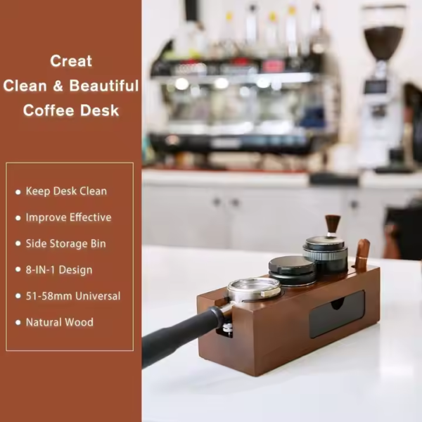 Espresso Tamping Station Tamper Box, 8 in 1 Espresso Knock Box and Tamp Station Coffee Organizer Box - Image 6