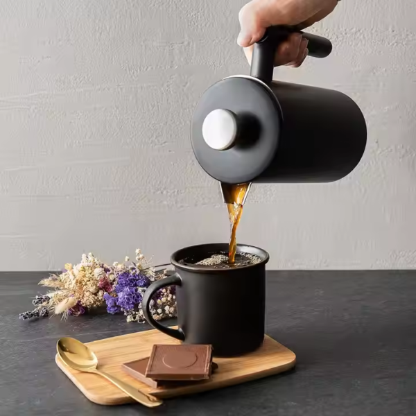 New Product Lfgb 3 Part Stainless Steel Plunger French Coffee Press Matte Black Coffee Maker - Image 4