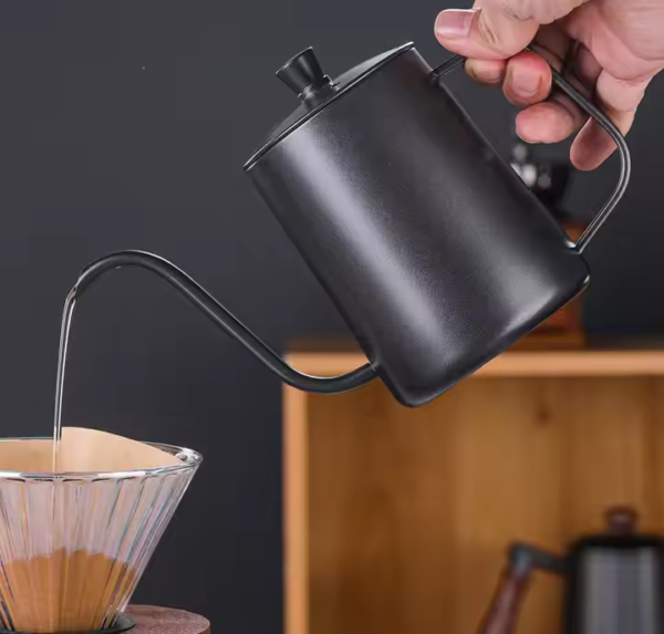 Barista 60 Coffee Tea Pot Goose Neck Swan Neck Thin Mouth Coffee Maker Kettle Barista 60 Coffee Tea Pot Goose Neck Swan Neck Thin Mouth Coffee Maker Kettle 304 Stainless Steel Black Metal Support with Lid304 Stainless Steel Black Metal Support with Lid - Image 2