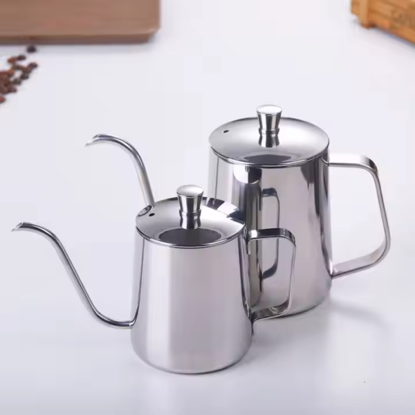 Barista 60 Coffee Tea Pot Goose Neck Swan Neck Thin Mouth Coffee Maker Kettle Barista 60 Coffee Tea Pot Goose Neck Swan Neck Thin Mouth Coffee Maker Kettle 304 Stainless Steel Black Metal Support with Lid304 Stainless Steel Black Metal Support with Lid - Image 4