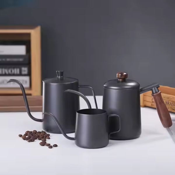 Barista 60 Coffee Tea Pot Goose Neck Swan Neck Thin Mouth Coffee Maker Kettle Barista 60 Coffee Tea Pot Goose Neck Swan Neck Thin Mouth Coffee Maker Kettle 304 Stainless Steel Black Metal Support with Lid304 Stainless Steel Black Metal Support with Lid - Image 5