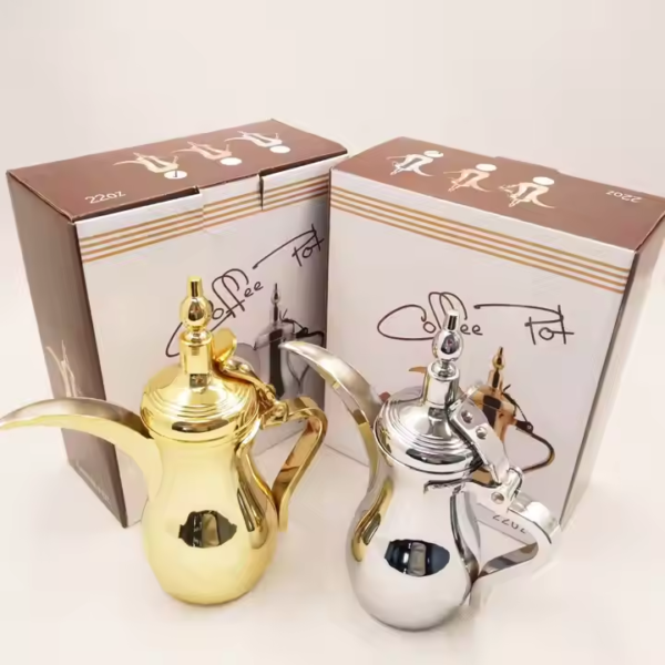 Top Selling Gold Polished Metal Dallah Simple Design Stainless Steel Brass Tableware Tea and Coffee Serving Pot - Image 3