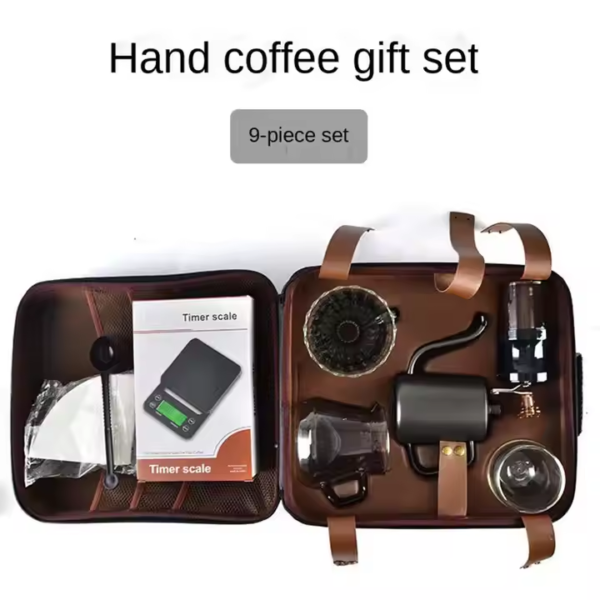 Travel Drip Coffee Set 8 Pcs Gift Manual Grinder Dripper Kettle Pot Coffee Accessories for Barista Stander - Image 4