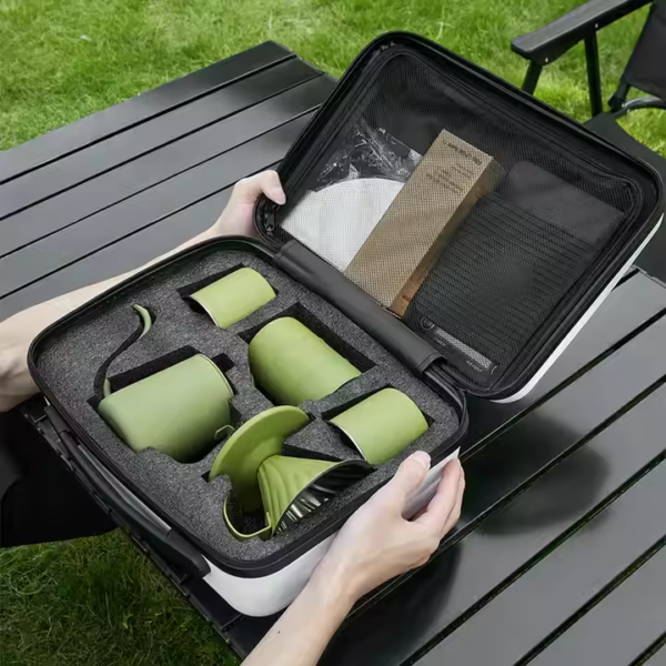 8 in 1 Coffee Gift Set Coffee Dripper & Server Camping Pour Over Coffee Maker Set of Portable Travel Bag - Image 2