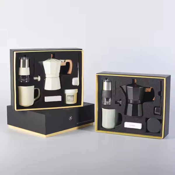 Luxury Hand Coffee Grinder Mocha Pot Coffee Maker Gift Set - Image 3