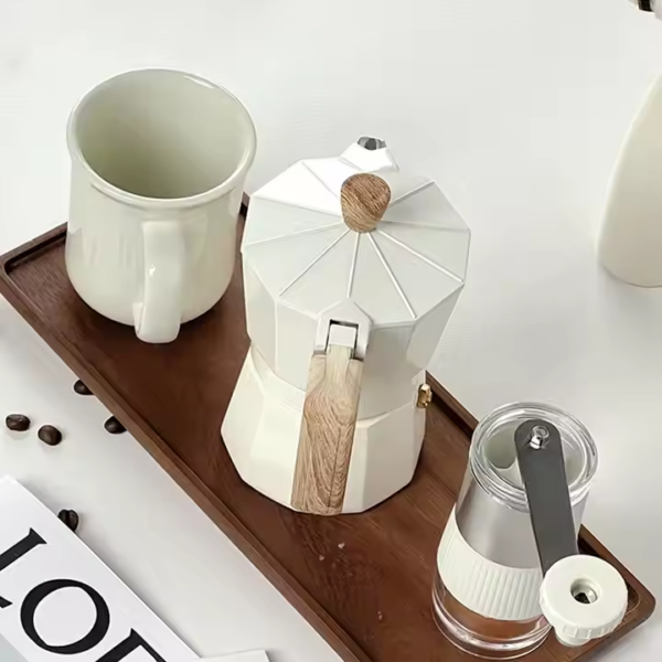 Luxury Hand Coffee Grinder Mocha Pot Coffee Maker Gift Set - Image 4