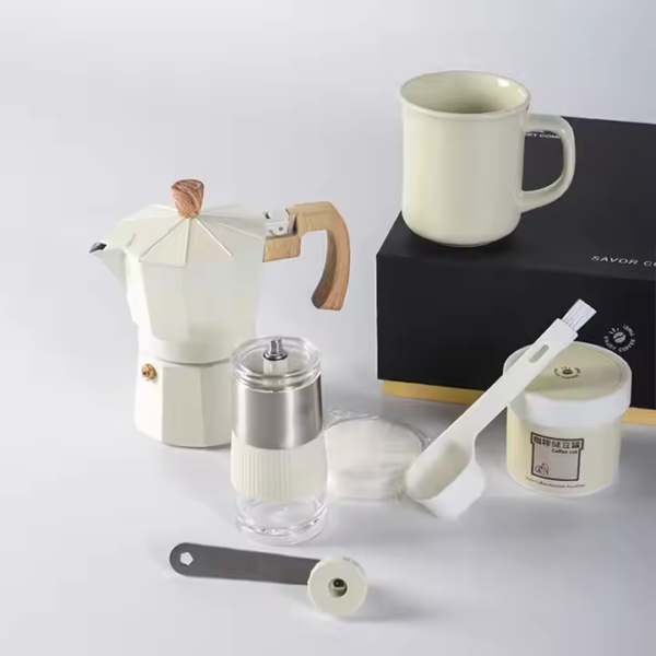 Luxury Hand Coffee Grinder Mocha Pot Coffee Maker Gift Set - Image 5