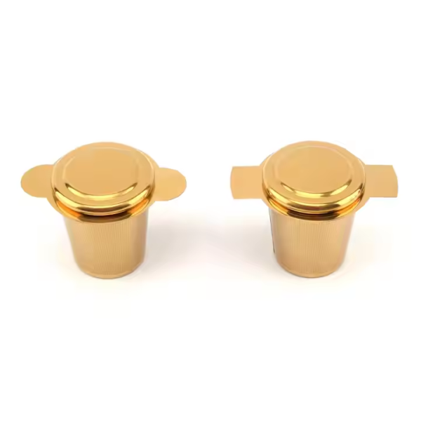 Luxury Tea Strainer Gold 304 Stainless Steel Tea Infuser Mesh Basket With Lid - Image 2