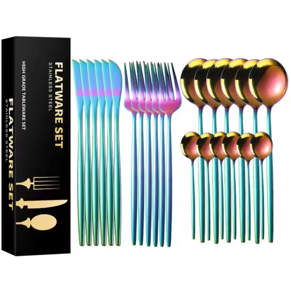 Wholesale 1010 Stainless Steel Tableware Set 24 Piece Set Household Tableware Knife Fork Spoon Set - Image 2