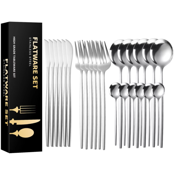 Wholesale 1010 Stainless Steel Tableware Set 24 Piece Set Household Tableware Knife Fork Spoon Set - Image 3