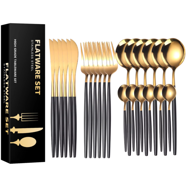 Kitchen Gold Cutlery Set Flatware 410 Stainless Steel Cutlery Flatware Set