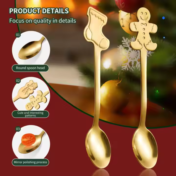 Modern Design Christmas Gift Set Factory Wholesale Metal Cutlery With Snowman Tree Teaspoon Coffee Spoon Children's Dinnerware - Image 3