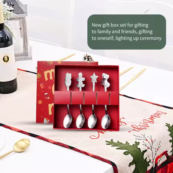 Modern Design Christmas Gift Set Factory Wholesale Metal Cutlery With Snowman Tree Teaspoon Coffee Spoon Children's Dinnerware - Image 4