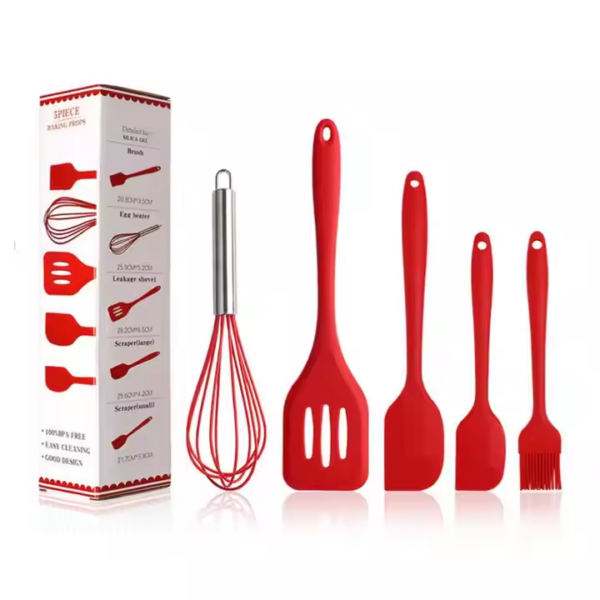 HOT Selling Home and Kitchen Accessories 5Pcs Heat Resistant Food Silicone Kitchen Utensils Cooking Spatula Set