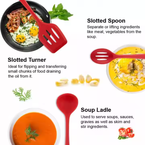 HOT Selling Home and Kitchen Accessories 5Pcs Heat Resistant Food Silicone Kitchen Utensils Cooking Spatula Set - Image 4