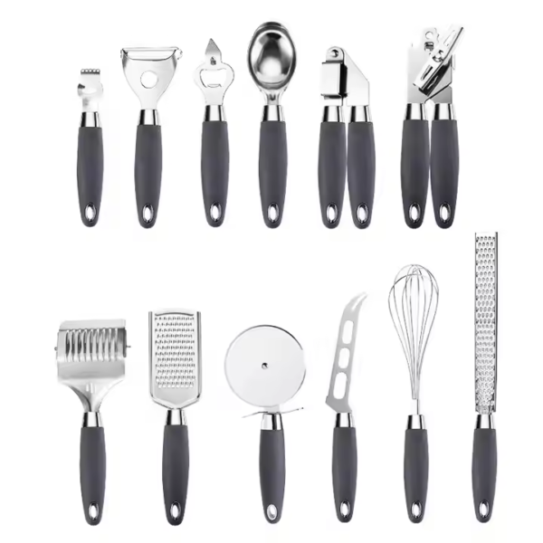 12-Piece Stainless Steel Cooking Utensils With TPR Handle OEM Packing Cuisine Accessories Pizza Cutter Tool Set