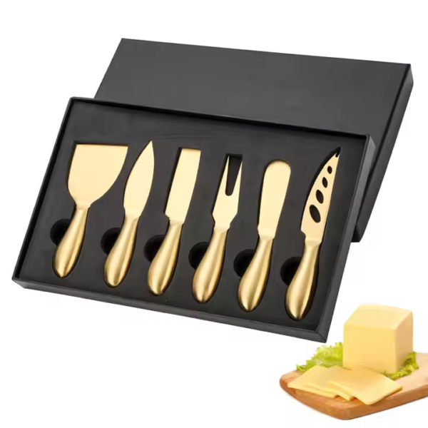 Factory Price Cheese Knife Slicer Set Stainless Steel Cheese Tools 6 Piece Cheese Knife Set with Box