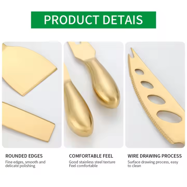 Factory Price Cheese Knife Slicer Set Stainless Steel Cheese Tools 6 Piece Cheese Knife Set with Box - Image 4