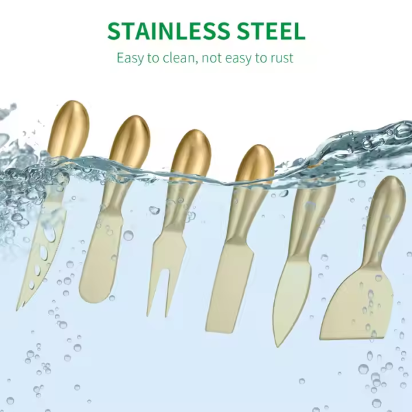 Factory Price Cheese Knife Slicer Set Stainless Steel Cheese Tools 6 Piece Cheese Knife Set with Box - Image 5