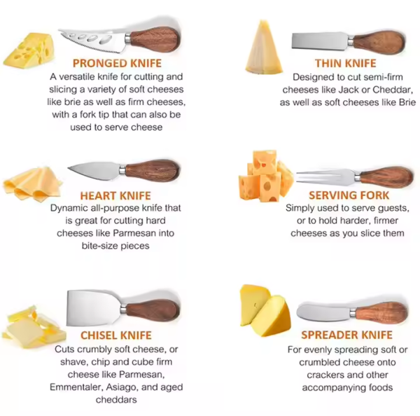 Cheese Cutter With Wood Handles 6-Piece Cheese Knives Set - Image 5