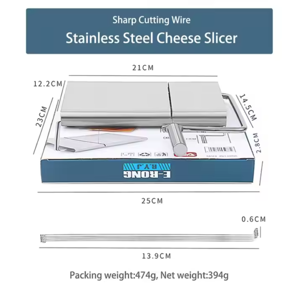 Wire Cheese Slicer Stainless Steel Wire Cutter with Serving Board for Hard and Semi Wire Butter Cutter - Image 2