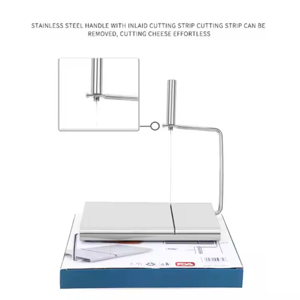 Wire Cheese Slicer Stainless Steel Wire Cutter with Serving Board for Hard and Semi Wire Butter Cutter - Image 3