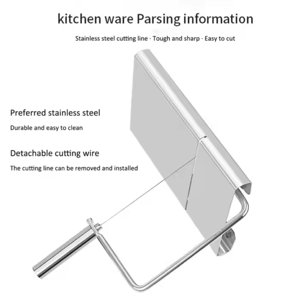 Wire Cheese Slicer Stainless Steel Wire Cutter with Serving Board for Hard and Semi Wire Butter Cutter - Image 4