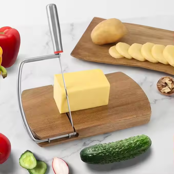 High Quality Multipurpose Cheese Slicer Cutter Acacia Wood Cheese Slicers Board with Blade for Block Cheese Effortless Slicing - Image 2