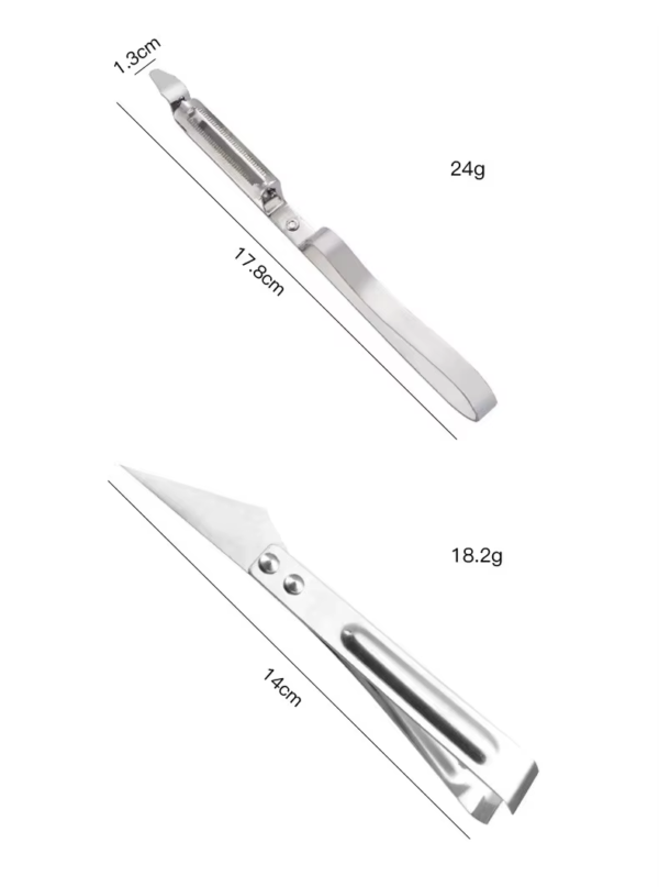 Kitchen Gadgets Stainless Steel 3 in 1 Set Fruit Paring Knife Clip Grater Multifunctional Vegetable Peeler - Image 5