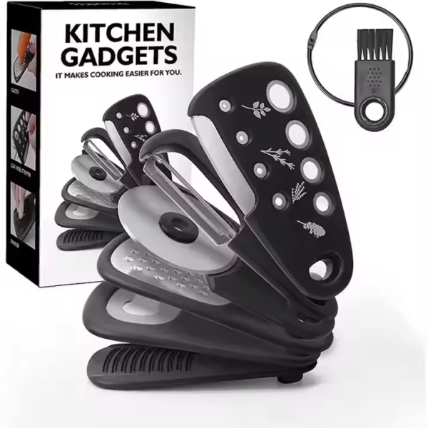 Wholesale 6 Pieces Kitchen Gadgets Set Cheese Grater Bottle Opener Fruit/Vegetable Peeler Pizza Cutter Garlic/Ginger Grinder