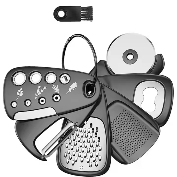 Wholesale 6 Pieces Kitchen Gadgets Set Cheese Grater Bottle Opener Fruit/Vegetable Peeler Pizza Cutter Garlic/Ginger Grinder - Image 2