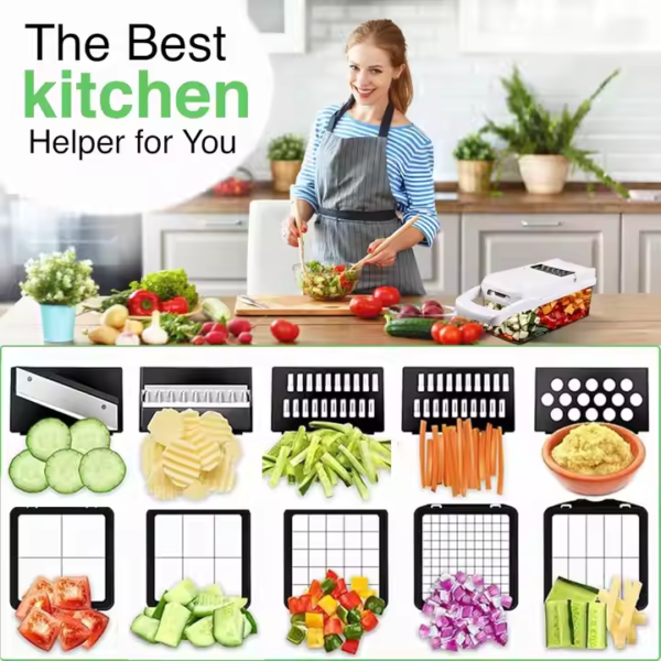 26 1 Stainless Steel Multipurpose Kitchen Tool Dual Use Vegetable Cutter & Slicers Dicing Utensil with Glove Chopper - Image 2