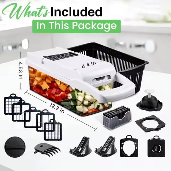26 1 Stainless Steel Multipurpose Kitchen Tool Dual Use Vegetable Cutter & Slicers Dicing Utensil with Glove Chopper - Image 3