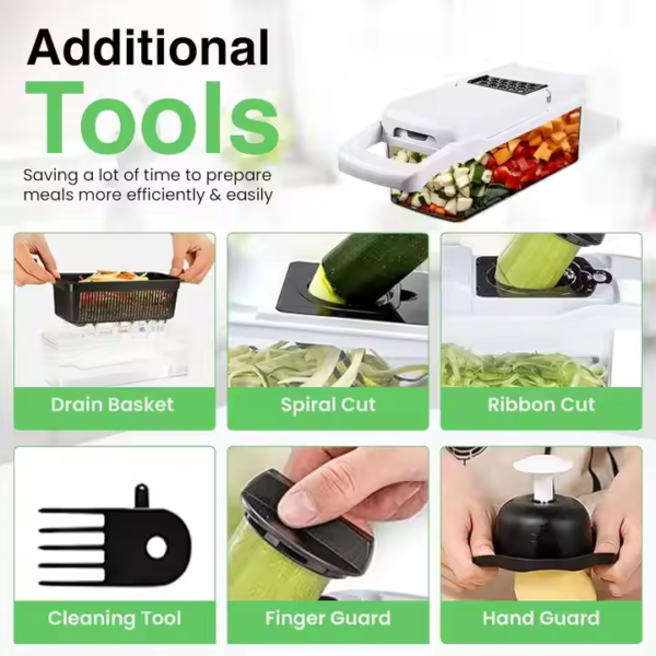 26 1 Stainless Steel Multipurpose Kitchen Tool Dual Use Vegetable Cutter & Slicers Dicing Utensil with Glove Chopper - Image 4