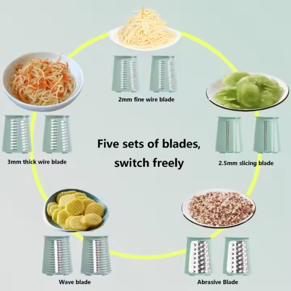 5 in 1 Cheese grater drum vegetable slicer nuts grinder manual vegetable slicer peanut nuts grinder cheese vegetable shredder - Image 2