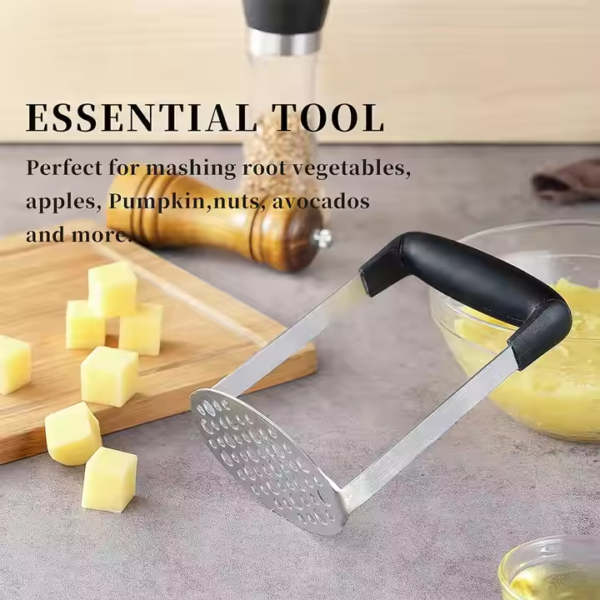 Wholesale Price High Quality Black Silver Handle Potato Masher Non-slip Vegetable Chopper Stainless Steel Kitchen Gadgets Ricer - Image 3