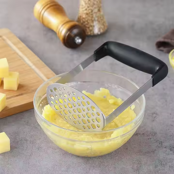 Wholesale Price High Quality Black Silver Handle Potato Masher Non-slip Vegetable Chopper Stainless Steel Kitchen Gadgets Ricer - Image 4