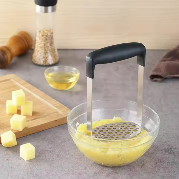 Wholesale Price High Quality Black Silver Handle Potato Masher Non-slip Vegetable Chopper Stainless Steel Kitchen Gadgets Ricer - Image 5