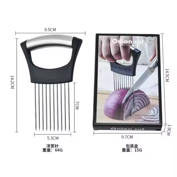 Innovative Kitchen Gadgets Slice Non-slip Handle SUS304 Onion Slicer Tomato Potato Vegetable Cutter Assistant With Ten Prongs - Image 5