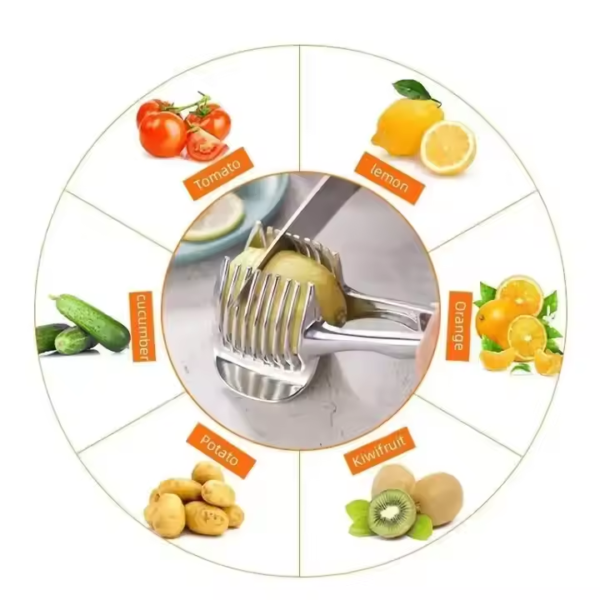 Stainless Steel Kitchen Handheld Orange Lemon Slicer Tomato Cutting Clip Fruit Slicer Onion Slicer KitchenItem Cutter - Image 4